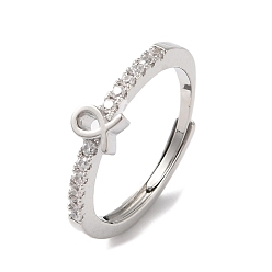 Телец Стойка с покрытием из латуни, прозрачные регулируемые кольца созвездия кубического циркония для женщин, без кадмия и без свинца, долговечный, Телец, 5.2x4.5 мм, внутренний диаметр: 18 мм