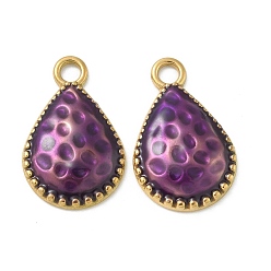 Темная Орхидея Ионное покрытие (ip) 304 подвески из нержавеющей стали, с эмалью, реальный 18 k позолоченный, очарование слезы, темные орхидеи, 22x14x3.5 мм, отверстие : 2.5 мм