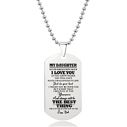 Нержавеющая Сталь Цвет 201 подвеска из нержавеющей стали для моей дочери с армейским жетоном, цепочка с шариками, цвет нержавеющей стали, 23.62 дюйм (60 см)