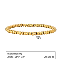 Viereck Unmagnetische synthetischen Hämatit Stretch-Armbänder, golden, Viereck, 6-1/4 Zoll (16 cm)