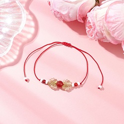 Красный Агат Браслеты из натуральных бусин сердолика для мужчин и женщин, с нейлоновой нитью, акриловыми бусинами и стеклянными бусинами, внутренний диаметр: 5/8~4 дюйм (1.5~10 см)