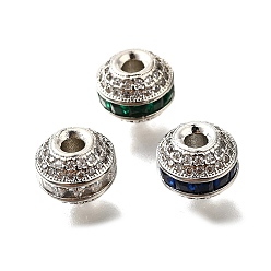 (52) Непрозрачная лаванда Круглые латунные микро проложить кубического циркония бусы, стойки покрытие, долговечный, разноцветные, 9x7.5 мм, отверстие : 2 мм