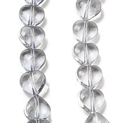 Gainsboro Baking Paint Transparent Glass Beads Strands, Heart, Gainsboro, 8x8x4.5mm, Hole: 0.8mm, about 99~100pcs/strand, 29.13~29.53 inch(74~75cm)