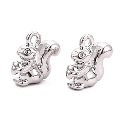 Платина Подвески из сплава , подвески в виде белки с желудями, стойки покрытие, без кадмия, без никеля и без свинца, платина, 11x11.5x4.5 мм, отверстие : 1.4 мм