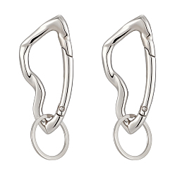 Платина 2шт. сплав пружинных затворных колец, с раздельными брелоками, платина, 77x36x5.5 мм