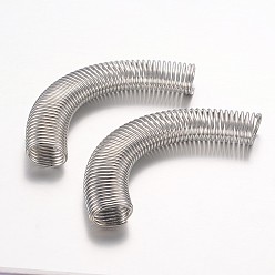 Platinum Iron Spring Tube Beads, Coil Beads, Platinum, 15x78x9mm, Hole: 12x6mm