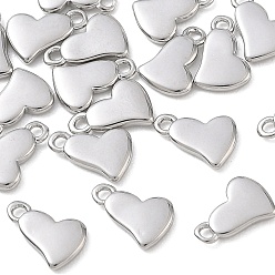 Platino Dijes de latón Shegrace, encantos del corazón, sin níquel, Platino, 6x8.5x1 mm, agujero: 1 mm