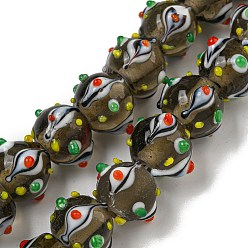 Коричневый Бусы лэмпворк ручной работы, неровный, круглые, кофе, 13.5~15 мм диаметром, отверстие : 1.2~1.4 мм