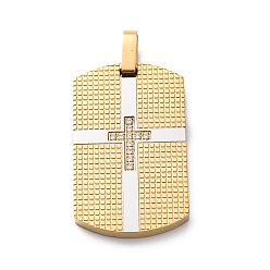 Золотой 304 микро нержавеющей стали прокладывать Цирконом подвески, ионное покрытие (ip), прямоугольник с поперечными прелести, золотые, 36x22x3.5 мм, отверстие : 6.5x4.5 мм