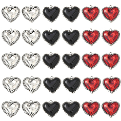 (52) Непрозрачная лаванда 30 шт. 3 стили подвески из сплава в тибетском стиле и подвески из сплава с эмалью, сердце прелести, разноцветные, 21x21x3.5 мм, отверстие : 1.6 мм, 10 шт / стиль