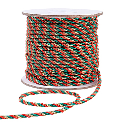 Разноцветный 3-слойный круглый витой полиэфирный шнур, для аксессуаров для одежды, украшение подарка, красочный, 1/8 дюйм (3 мм), около 36.09~38.28 ярдов (33~35 м) / рулон