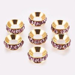 Средняя Орхидея Класс ходит бисером горный хрусталь латунь, супруг баскетбола шариков прокладки для изготовления ювелирных изделий, рондель, золотые, средне орхидеи, 10x4 мм, отверстие : 5 мм