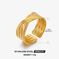 Золотой 304 открытые кольца-манжеты из нержавеющей стали для женщин, твист, золотые, 17 мм