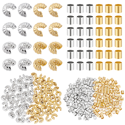 (52) Непрозрачная лаванда 200шт 4 стили латунные обжимные бусины чехлы, разноцветные, 2~4x2~2.5 мм, отверстие : 1.5~2.5 мм, 50 шт / стиль