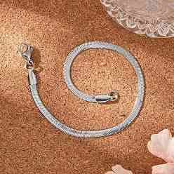 Нержавеющая Сталь Цвет Устойчивые к потускнению 304 браслеты из нержавеющей стали с цепочкой в виде елочки, с карабин-лобстерами , цвет нержавеющей стали, 7-1/4 дюйм (18.5 см), 3 мм