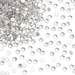 Crystal Flat Back Glass Rhinestone Cabochons, Back Plated, Half Round, Crystal, 1.8mm, 1440pcs/bag, 6bags