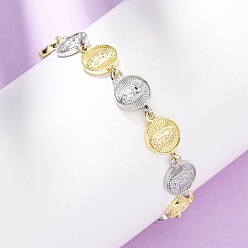 Virgin Браслеты из латунной цепочки для женщин, платиной и золотом, плоские круглые с Девой Марией, 7-7/8 дюйм (20 см)