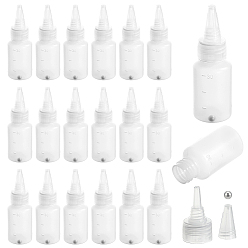 Blanc 20pièces de flacons souples en PE, bouteille à goulot pointu, avec perles en acier 20pcs, blanc, 3.1x9.4 cm, capacité: 30 ml (1.01 fl. oz)