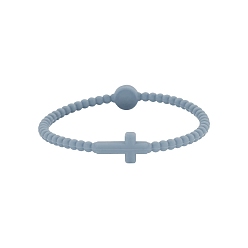 Кадет Синий Детские силиконовые эластичные браслеты с крестом для девочек и мальчиков, кадетский синий, 7-5/8 дюйм (19.5 см)