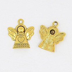 Античное Золото Сплавочные подвески тибетского стиля, без свинца, без кадмии и без никеля, ангел, античное золото , 21x19x3 мм, отверстие : 2 мм