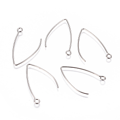 Stainless Steel Color 304 Stainless Steel Earring Hooks, with Horizontal Loop, Stainless Steel Color, 31x20x0.8mm, Hole: 2.3mm, 21 Gauge, Pin: 0.7mm