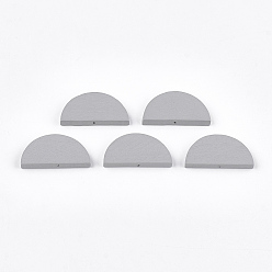 Светло-серый Расписные бусы из натурального дерева, полукруг, светло-серый, 15x30x4 мм, отверстие : 1.5 мм