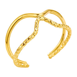 Настоящее золото 18K Стильные регулируемые нерегулярные манжеты из нержавеющей стали с открытыми кольцами, реальный 18 k позолоченный, 10 мм, внутренний диаметр: 17 мм