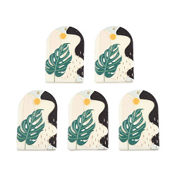 Разноцветный Акриловые подвески, 3 d распечатано, овал с узором в виде листьев, красочный, 39~40x25~25.5x2~2.5 мм, отверстие : 1.8 мм