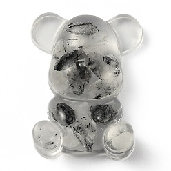 Rutilated Кварц Украшения дисплей смолы, с крошкой натурального рутилового кварца внутри, медведь, 53.5~53.8x41~41.5x17.5~21 мм