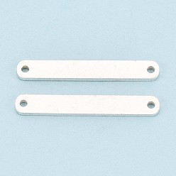 Серебро 925 подвески из стерлингового серебра, прямоугольник ссылки, штамповка пустой метки, серебряные, 28x4x1 мм, отверстие : 1.4 мм