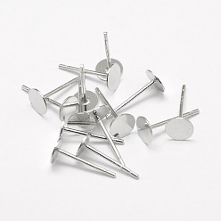 Платина Фурнитура для сережек из стерлингового серебра с родиевым покрытием, устойчивым к потускнению, платина, 925 мм, штифты : 11x5 мм