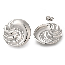 Нержавеющая Сталь Цвет 304 плоские круглые серьги-гвоздики из нержавеющей стали, цвет нержавеющей стали, 26 мм