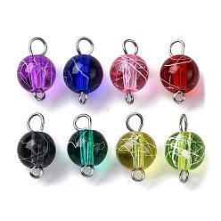 (52) Непрозрачная лаванда Волочильный станок, окрашенный распылением прозрачного стекла, круглые соединители, подвески, с 304 двойными петлями из нержавеющей стали, цвет нержавеющей стали, разноцветные, 14x8 мм, отверстия : 1.6 mm и 2.3x2.8 мм