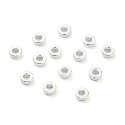 Посеребрённый Spacer бисер латунные, пончик, 925 серебро покрытием, 3x1 мм, отверстие : 1 мм