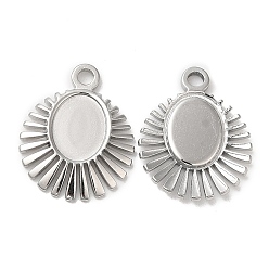 Нержавеющая Сталь Цвет Не тускнеет 304 подвеска из нержавеющей стали кабошон, солнечные чары, цвет нержавеющей стали, лоток : 8x6 мм, 16.5x13x2 мм, отверстие : 1.6 мм