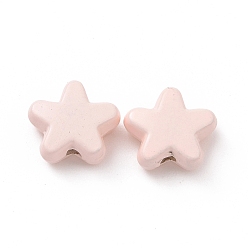 Lavender Blush Spray Painted Alloy Beads, Star, Lavender Blush, 7x8x3.5mm, Hole: 1~1.2mm