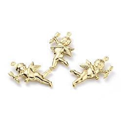 Настоящее золото 24K Латунные подвески, долговечный, Амур, реальный 24 k позолоченный, 29x16x5 мм, отверстие : 0.8 мм