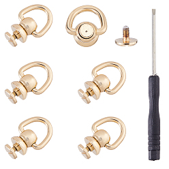 Light Gold 6шт. латунные декоративные заклепки, для кошелька, , украшение кожаных ремесел, со стальной отверткой 1ПК, золотой свет, 28x19x12 мм, отверстие : 13x13.5 мм