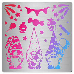 Gnome Трафареты для штампов из нержавеющей стали, для diy scrapbooking / фотоальбом, декоративная тисняющая бумажная карточка, матовый цвет нержавеющей стали, гном, 160x160x0.5 мм