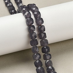 Серый Бусины из натурального белого нефрита, окрашенные, граненые, кубические, серые, 6.5~7x6.5~7x6.5~7 мм, отверстие : 1 мм, около 59 шт / нитка, 15.75'' (40 см)