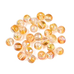 Оранжевый Гальванизируйте прозрачные стеклянные бусины, круглые, с покрытием AB цвета, оранжевые, 5.5~6 мм, отверстие : 1.2 мм, Около 4160 шт / 1000 г