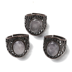 Хрусталь Овальные регулируемые кольца из натурального кварца с кристаллами, без свинца и без кадмия, латунные кольца на палец с красной медью для женщин и мужчин, 24.4 мм, внутренний диаметр: 19.2 мм