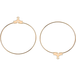 Настоящее золото 18K Латунные подвески, долговечный, без никеля , открытый круг / кольцо, реальный 18 k позолоченный, 39.5x36x0.8 мм, отверстие : 1 мм, 30шт / коробка