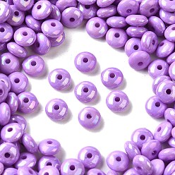 Средняя Орхидея Непрозрачные акриловые бусины с УФ-покрытием, радужный, плоско-круглые, средне орхидеи, 8x4 мм, отверстие : 1.8 мм, Около 2500 шт / 500 г