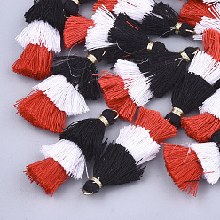 Разноцветный Кулон с кисточкой из поликоттона (полиэстер), с железной фурнитурой, золотые, красочный, 39~40x19~26x6~7 мм, отверстие : 4 мм