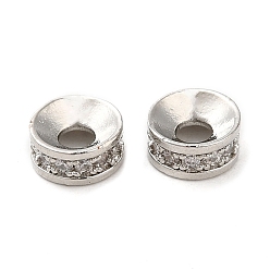 Платина Стойки обшивки латунь кубического циркония бусы, Шарики прокладки, долговечный, без свинца и без кадмия, колонка, платина, 5.5x2.5 мм, отверстие : 1.6 мм