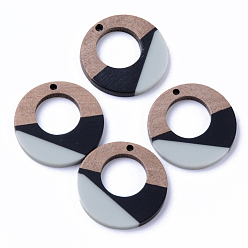 Небесно-голубой Подвески из смолы и ореха, кольцо, голубой, 28x3 мм, отверстие : 2 мм