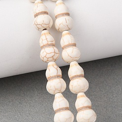 Белый Синтетические бусины, окрашенные в бирюзовый цвет, Горлянка, белые, 16.5x10 мм, отверстие : 1.2 мм, около 23 шт / нитка, 14.92'' (37.9 см)