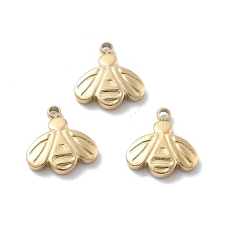 Настоящее золото 18K 304 прелести нержавеющей стали, пчелиное очарование, ионное покрытие (ip), реальный 18 k позолоченный, 10x9.5x2 мм, отверстие : 1.2 мм