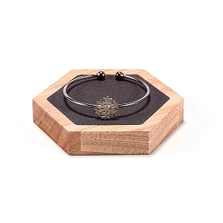 Шестиугольник Бархатные и деревянные шкатулки, браслет дисплей, шестиугольник, 10x8.7x1.8 см